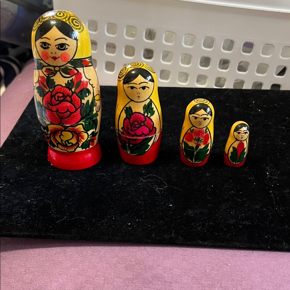 Vibrant Hand-Painted Nesting Dolls - Yellow and Red